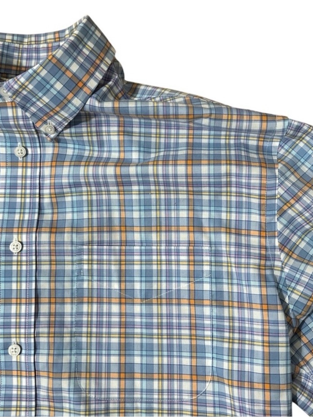 Jos A Bank Men's Blue Traveler Plaid Button-Down Shirt Multicolor Traditional